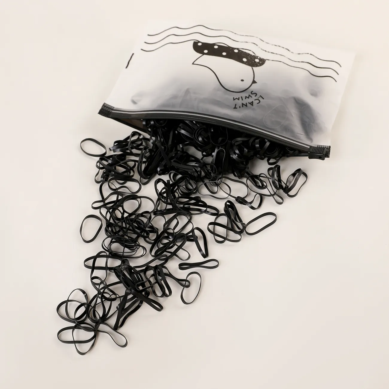 500-piece Pretty Disposable Hair Ropes for Girls Black big image 1