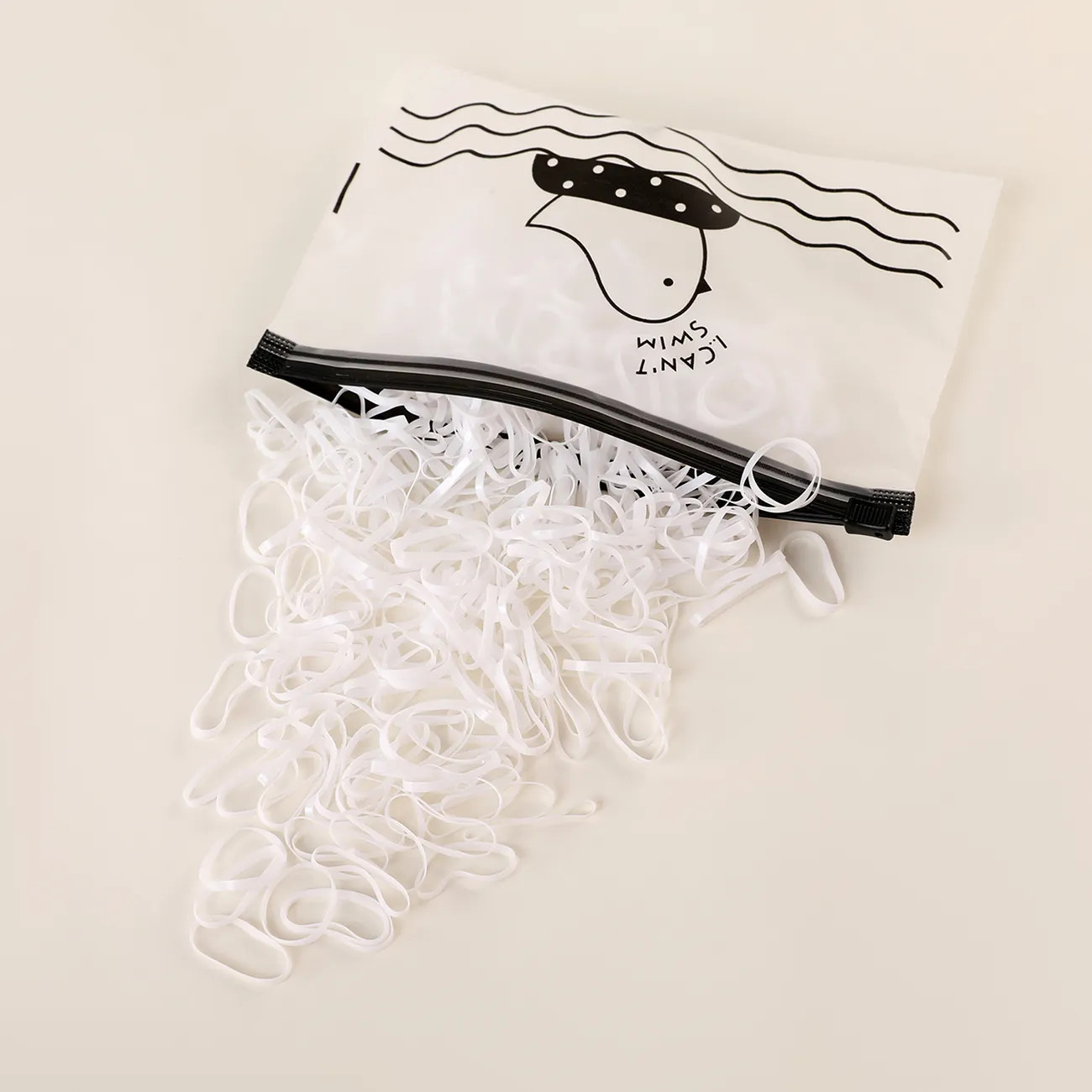 500 piezas bonitas cuerdas desechables para el cabello para niñas Blanco big image 1