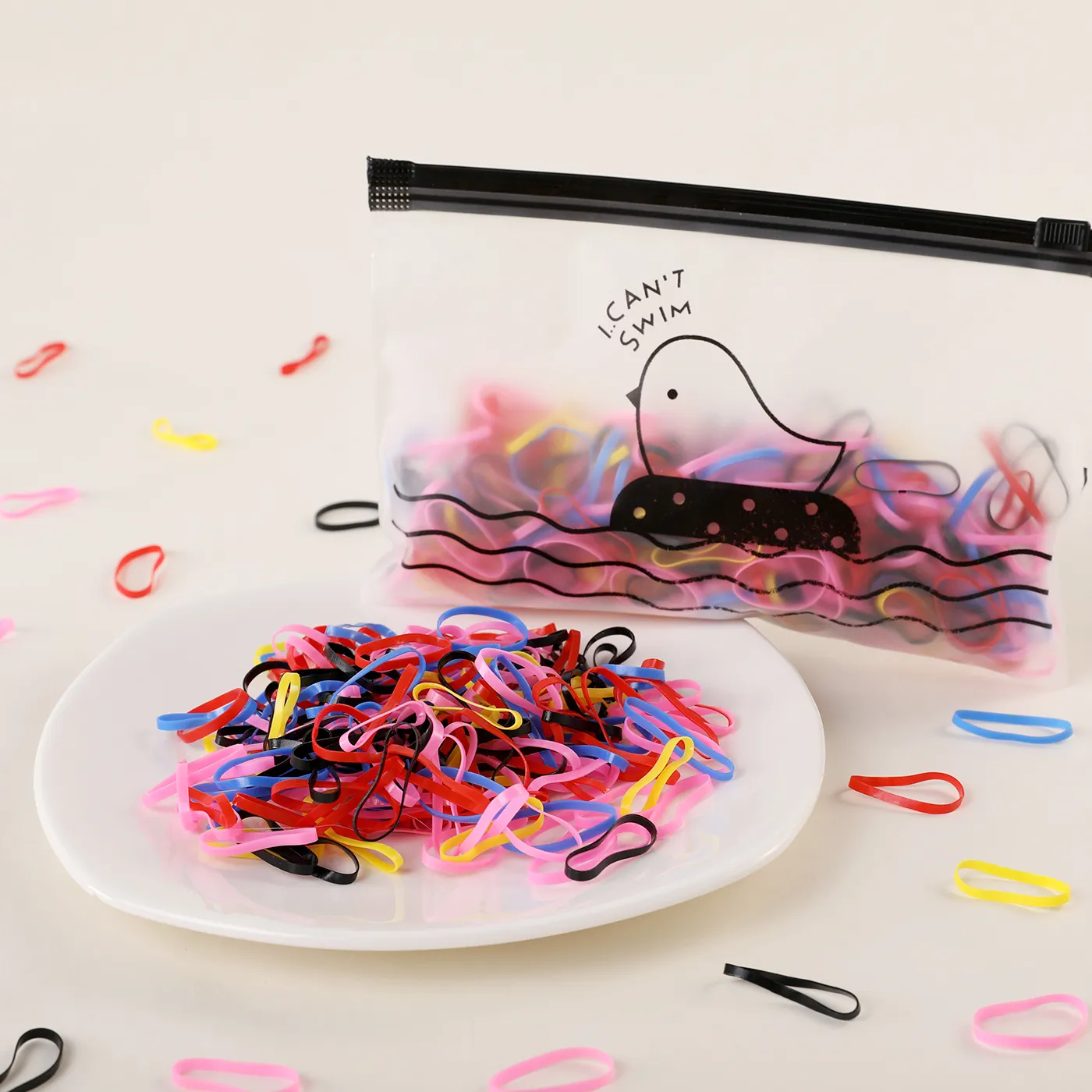 500-piece Pretty Disposable Hair Ropes for Girls Navy
