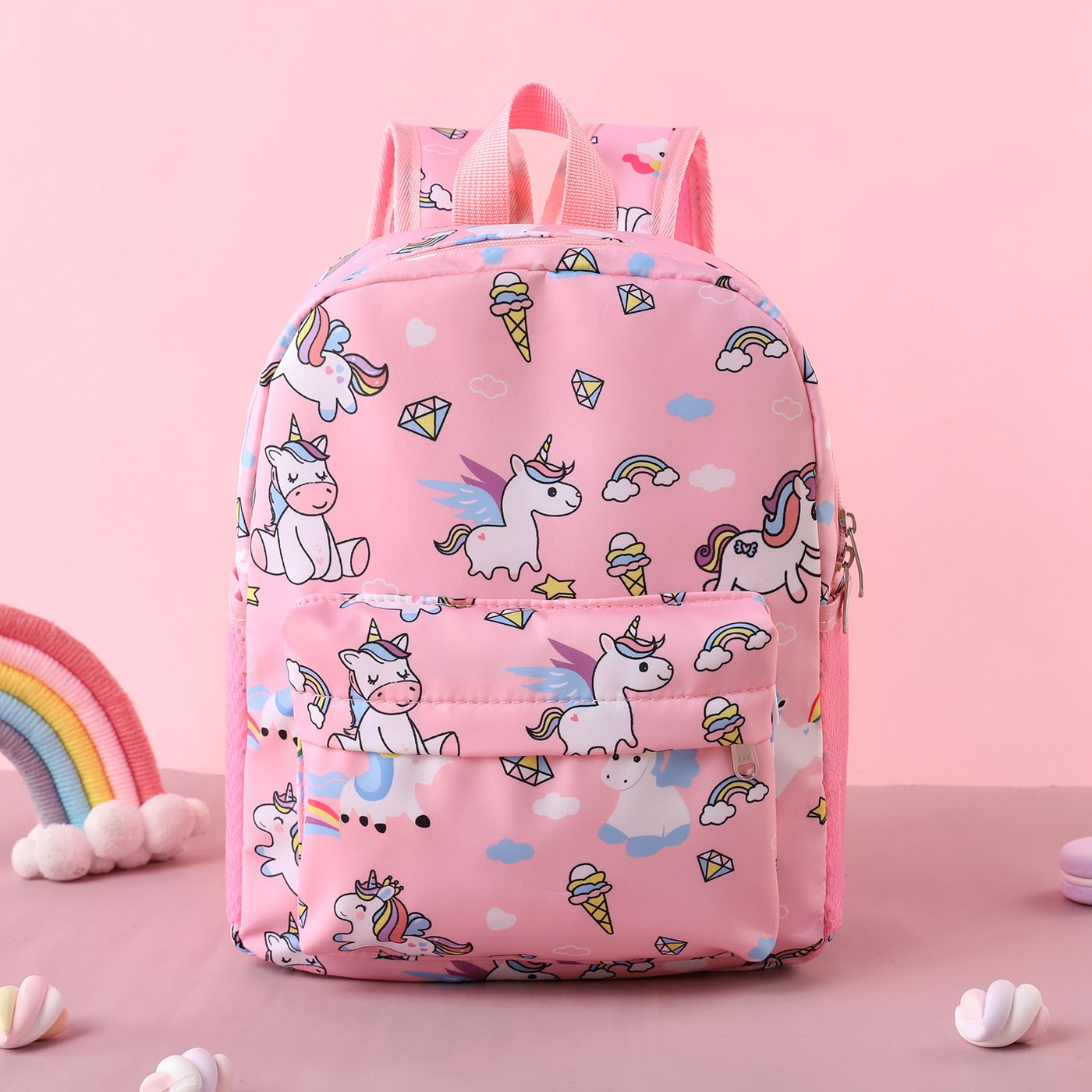 Kids Unicorn Pattern Flat Cartoon Large Capacity Backpack Travel Bag Preschool Backpack
