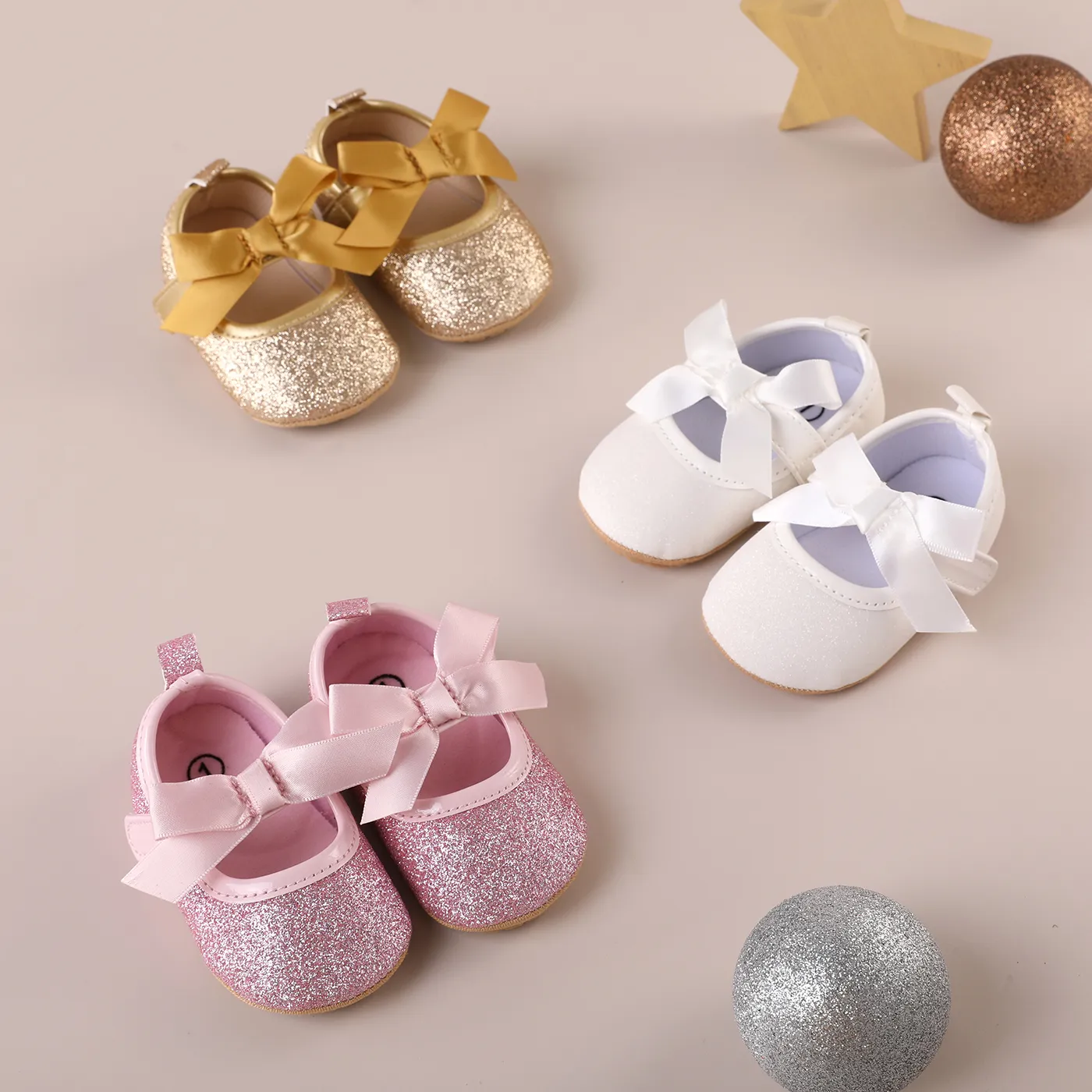 Baby/Toddler Bow Decor Glitter Prewalker Shoes