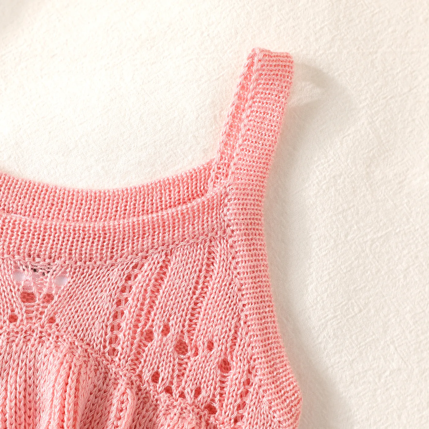 Baby Girl Hollow Out Design Ruffled Cami Bodysuit Dark -Pink image 3