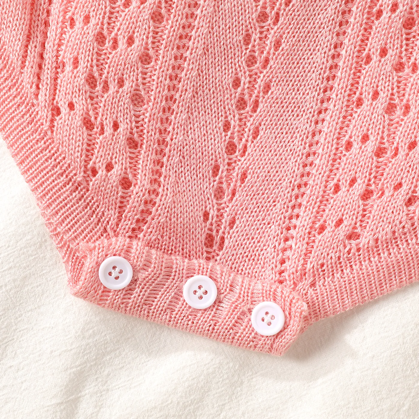 Baby Girl Hollow Out Design Ruffled Cami Bodysuit Dark -Pink image 4
