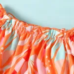 2Pcs Toddler Girl Allover Print Off-Shoulder Flared Sleeves Top & Skirt Set  image 3