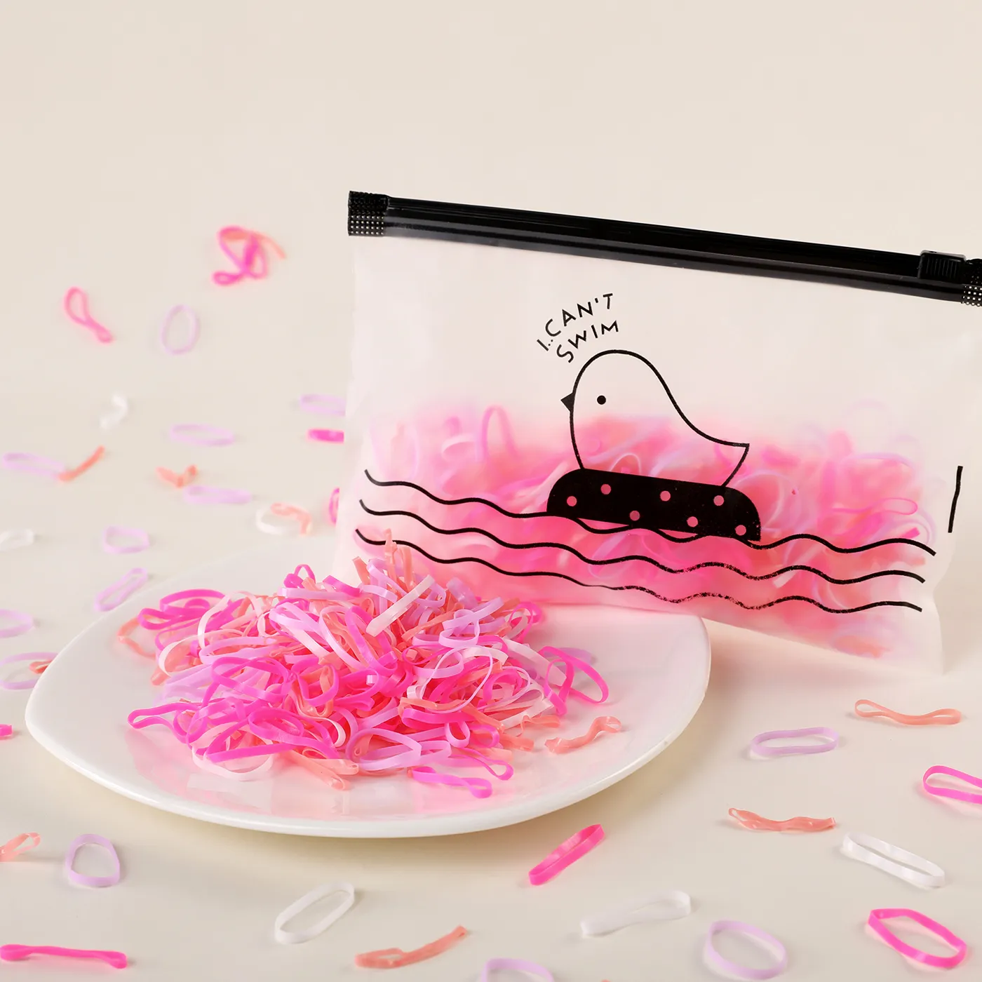 500-piece Pretty Disposable Hair Ropes for Girls Red
