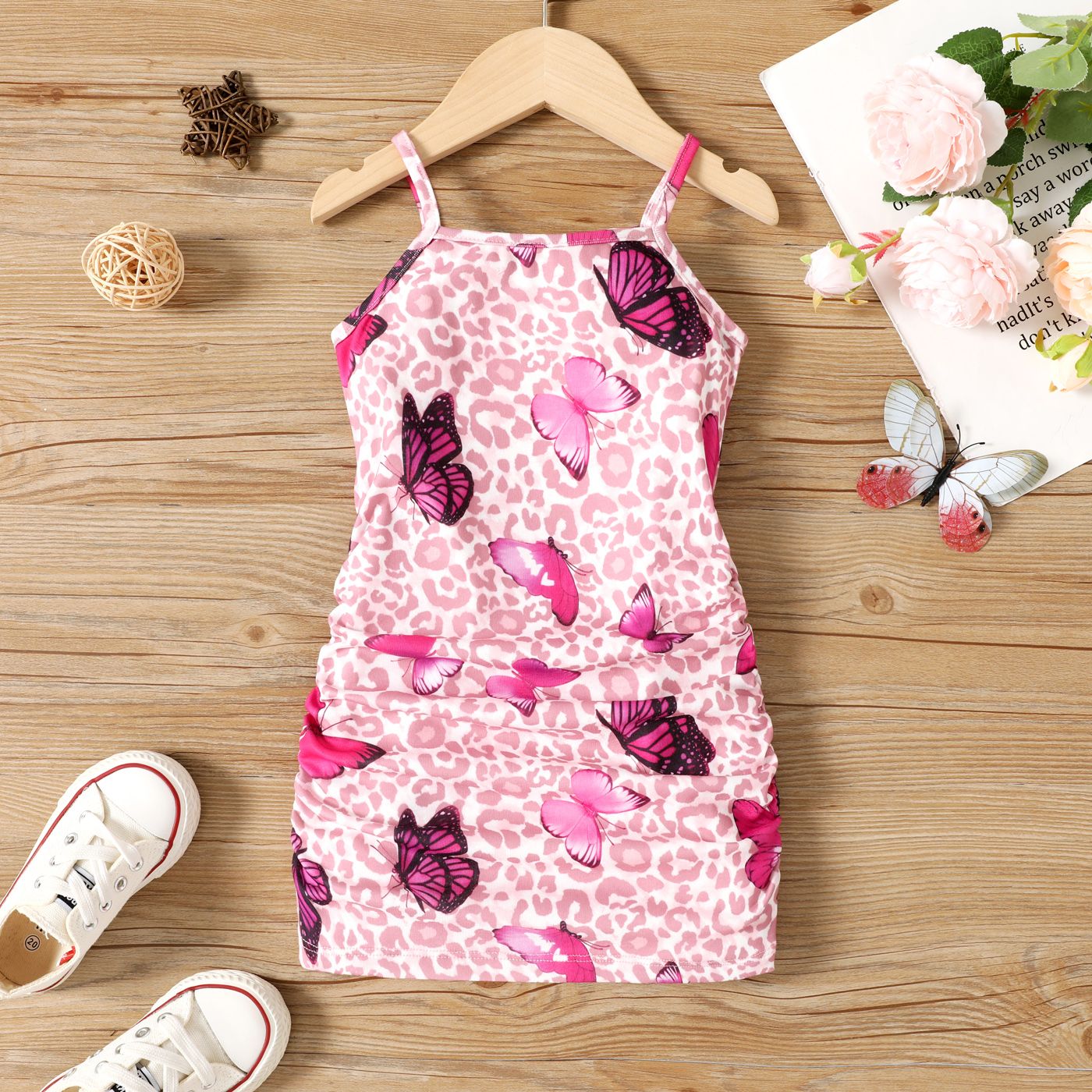 

Toddler Girl Butterfly Leopard Print Slip Dress