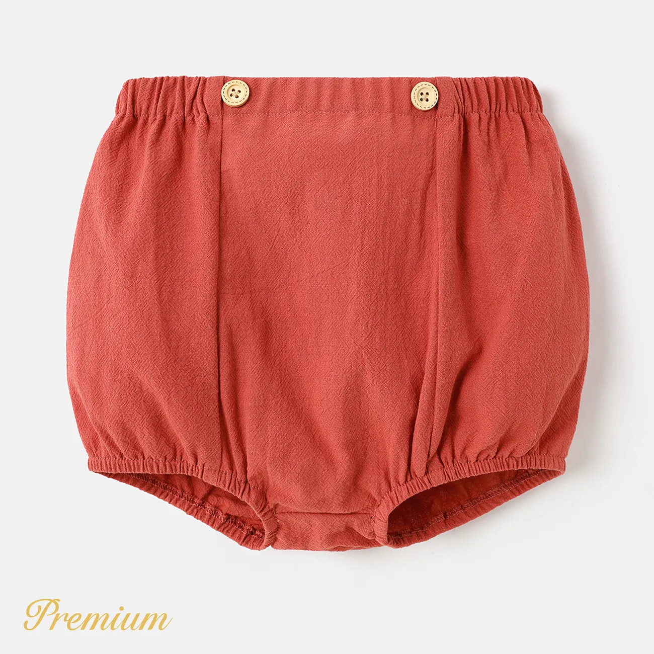 Baby Boy/Girl 100% Cotton Button Front Solid Shorts Orange red big image 1