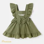 Baby Girl 100% Cotton Bow Front Ruffle Trim Dress SpringGreen