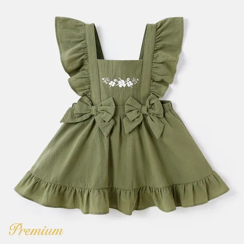 Baby Girl 100% Cotton Bow Front Ruffle Trim Dress