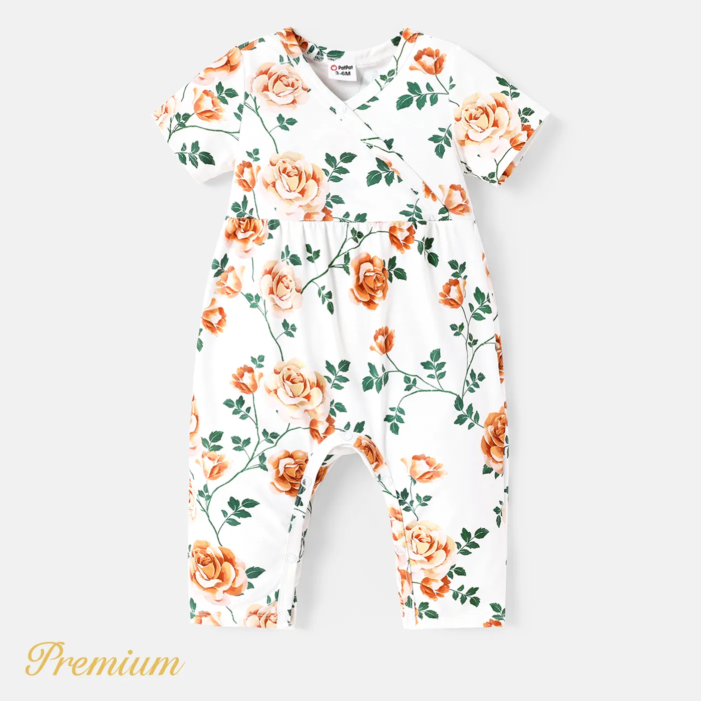 Baby Girl Allover Floral Print Surplice Neck Short-sleeve Naiaâ¢ Jumpsuit