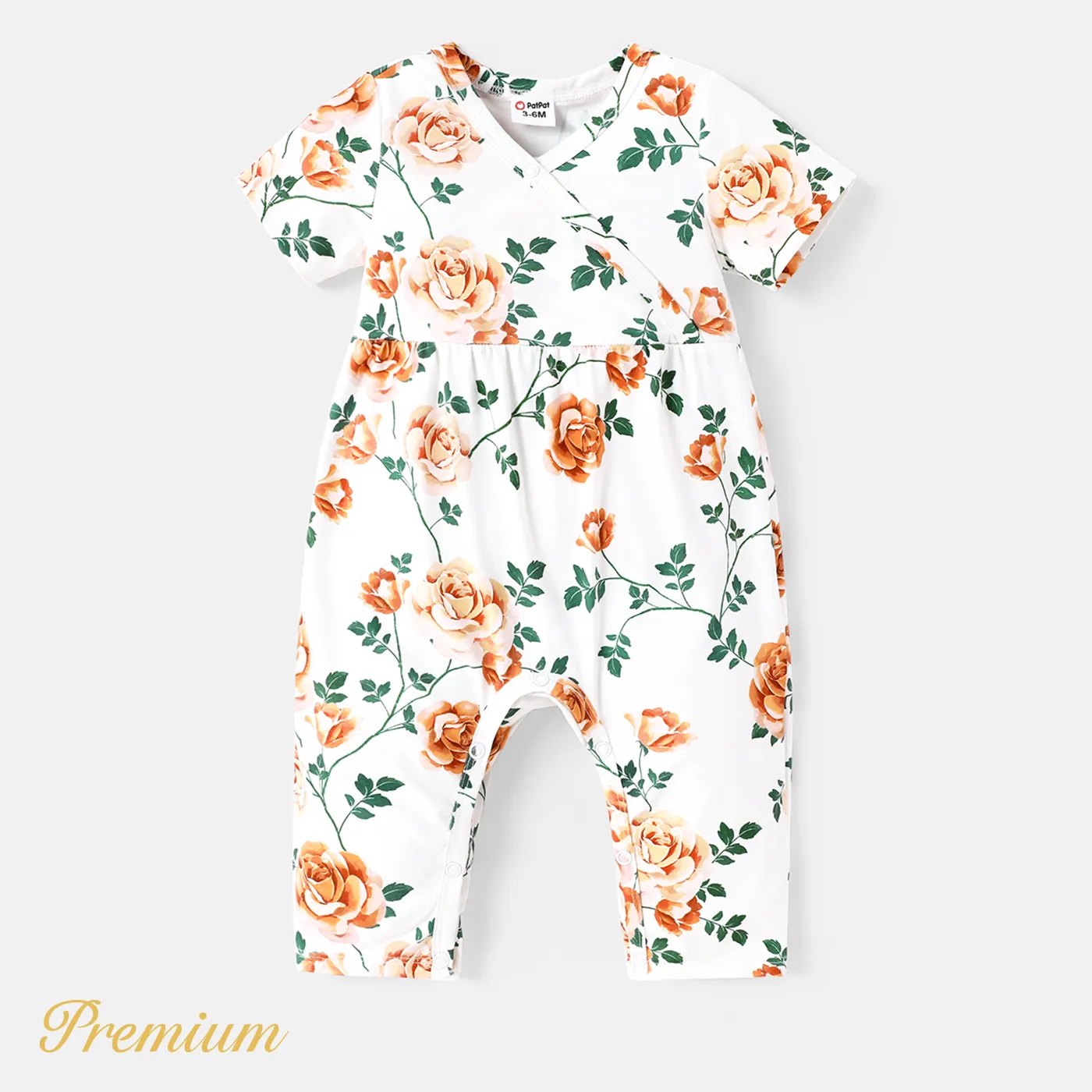 Baby Girl Allover Floral Print Surplice Neck Short-sleeve Naia™ Jumpsuit