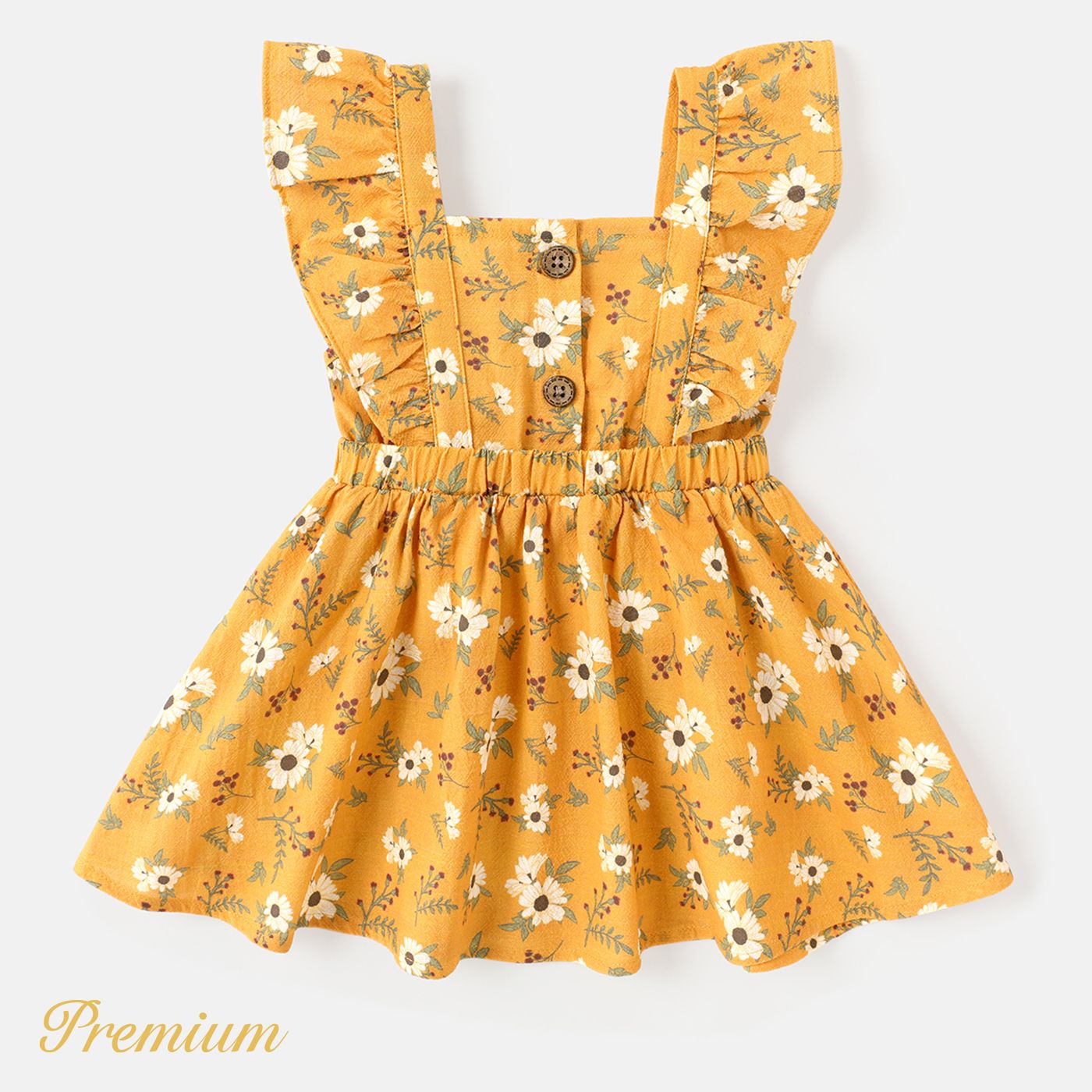 

Baby Girl 100% Cotton Floral Print Ruffle Trim Dress