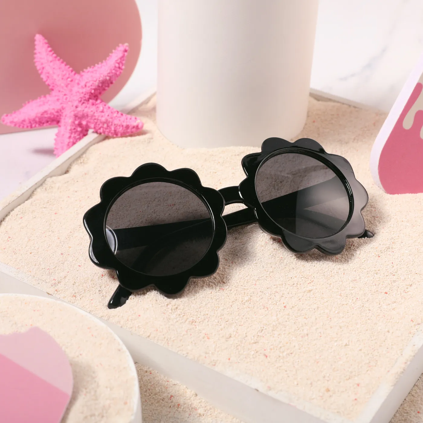 Kids Flower Frame Decorative Glasses (With Glasses Case) Black