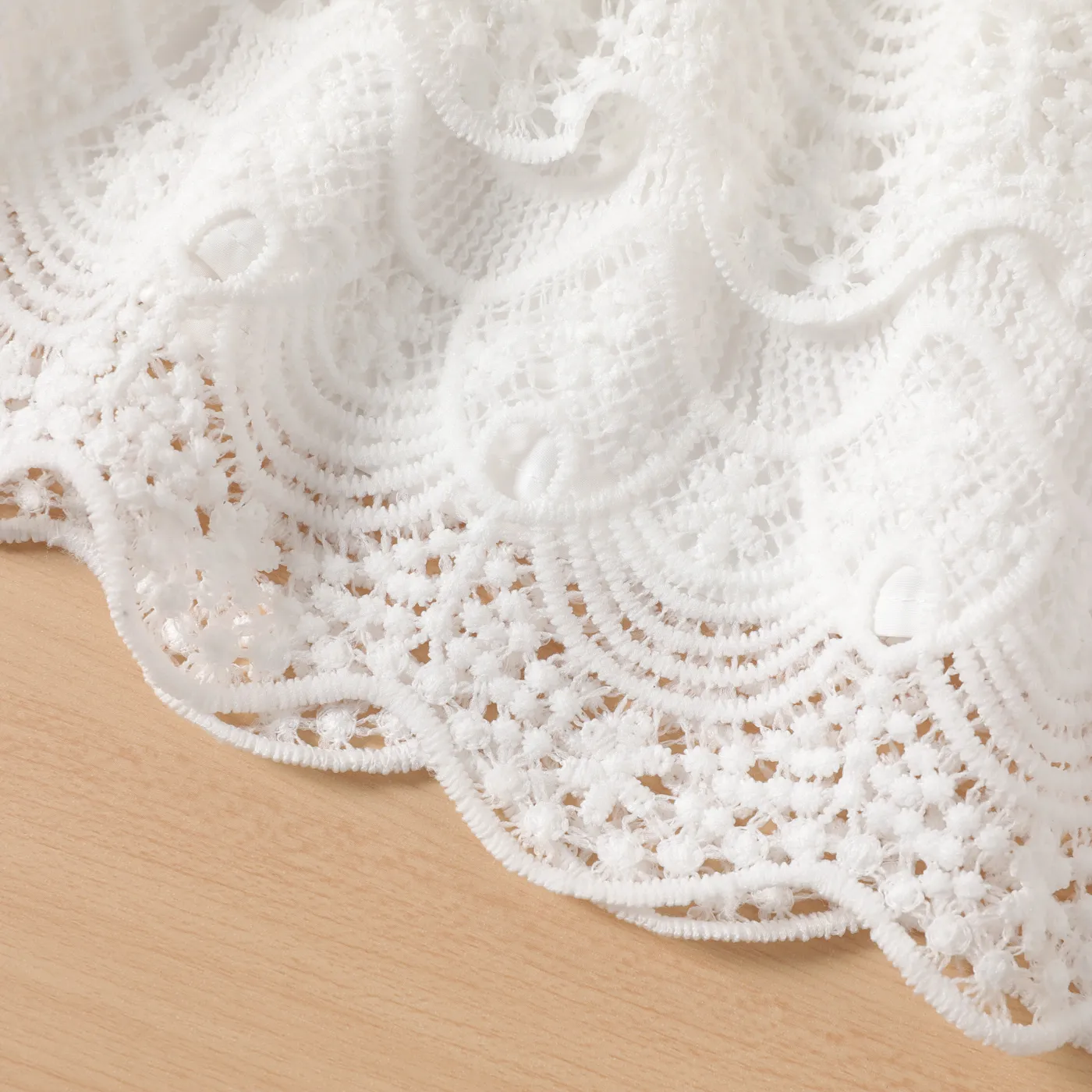 2pcs Baby Girl Solid Off Shoulder Lace Top and Shorts Set White image 4