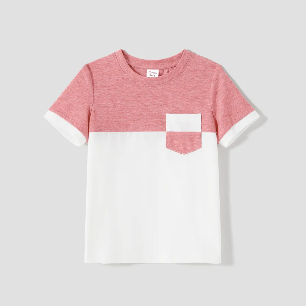 Family Matching Swiss Dot Belted Dresses and Two Tone Short-sleeve T-shirts Sets big image 6