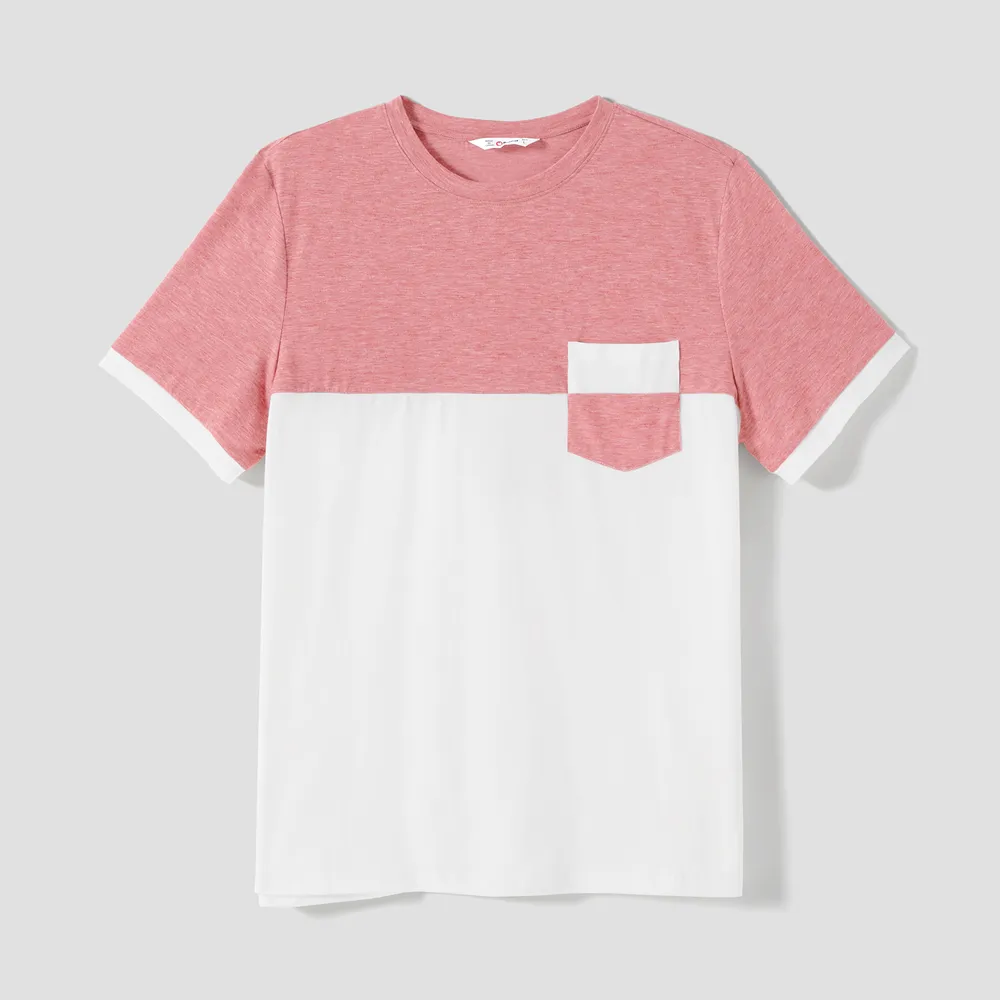 Family Matching Swiss Dot Belted Dresses and Two Tone Short-sleeve T-shirts Sets big image 18