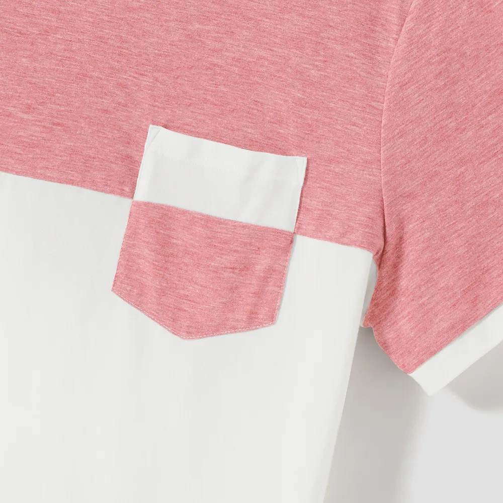 Family Matching Swiss Dot Belted Dresses and Two Tone Short-sleeve T-shirts Sets big image 20