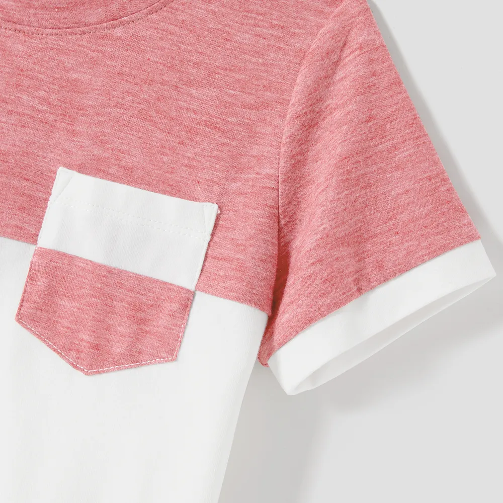 Family Matching Swiss Dot Belted Dresses and Two Tone Short-sleeve T-shirts Sets big image 8
