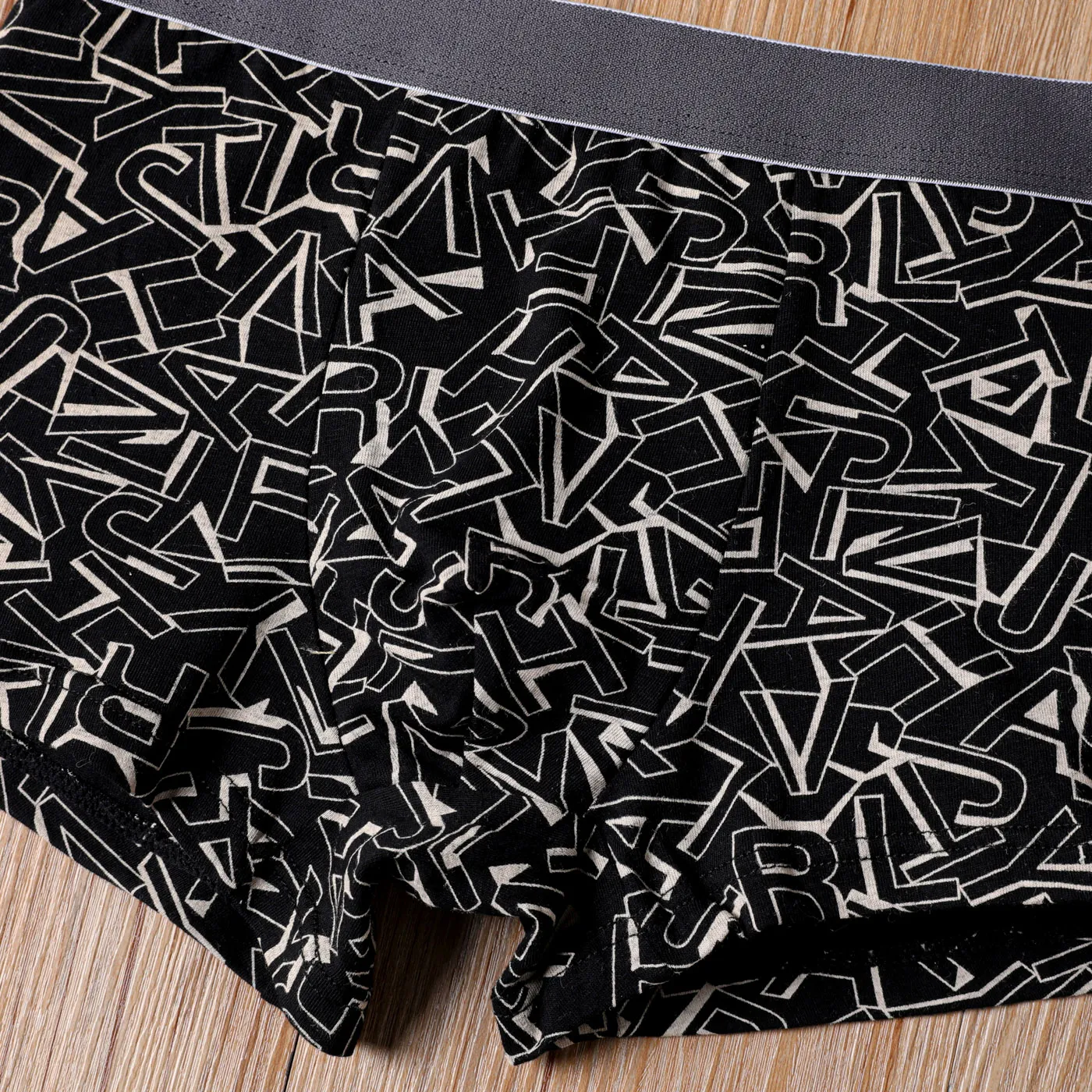Kid Boy Letter Print Cotton Boxer Briefs Underwear Black image 4