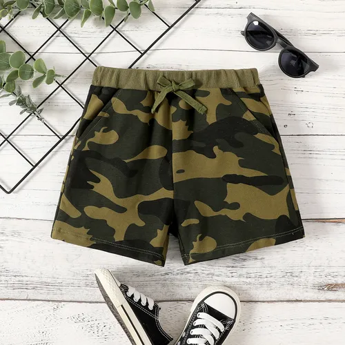 Toddler Boy Cotton Camouflage Print Elasticized Shorts