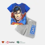 Superman Toddler/Kid Boy 2pcs Letter & Character Print Naia Short-sleeve Tee and Shorts Set Blue