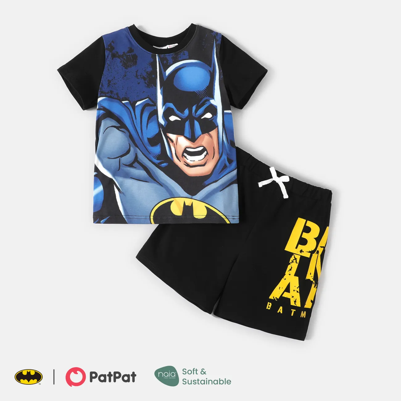 Superman Toddler/Kid Boy 2pcs Letter & Character Print Naia Short-sleeve Tee and Shorts Set big image 1