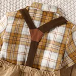 2Pcs Toddler Boy Plaid Short-sleeve Bow Tie Shirt and Suspender Shorts Set  image 5
