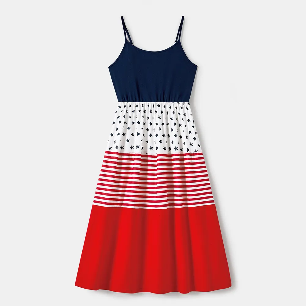 Independence Day Family Matching Print Spliced Dresses and T-shirts Sets  big image 14