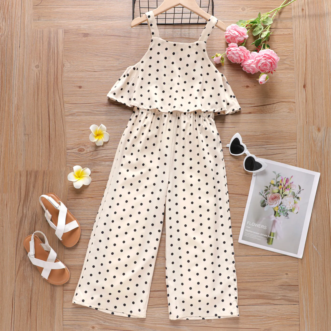 طفل فتاة منقطة زلة بذلة أوف وايت big image 1