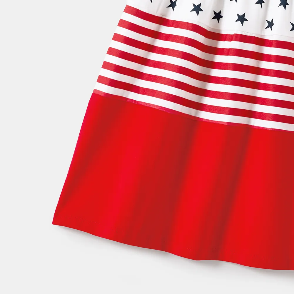 Independence Day Family Matching Print Spliced Dresses and T-shirts Sets big image 11