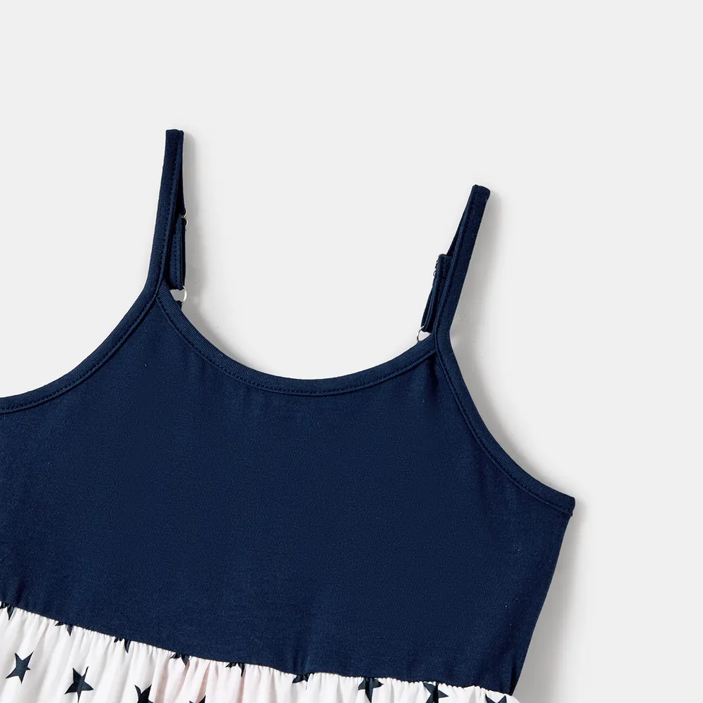 Independence Day Family Matching Print Spliced Dresses and T-shirts Sets big image 12