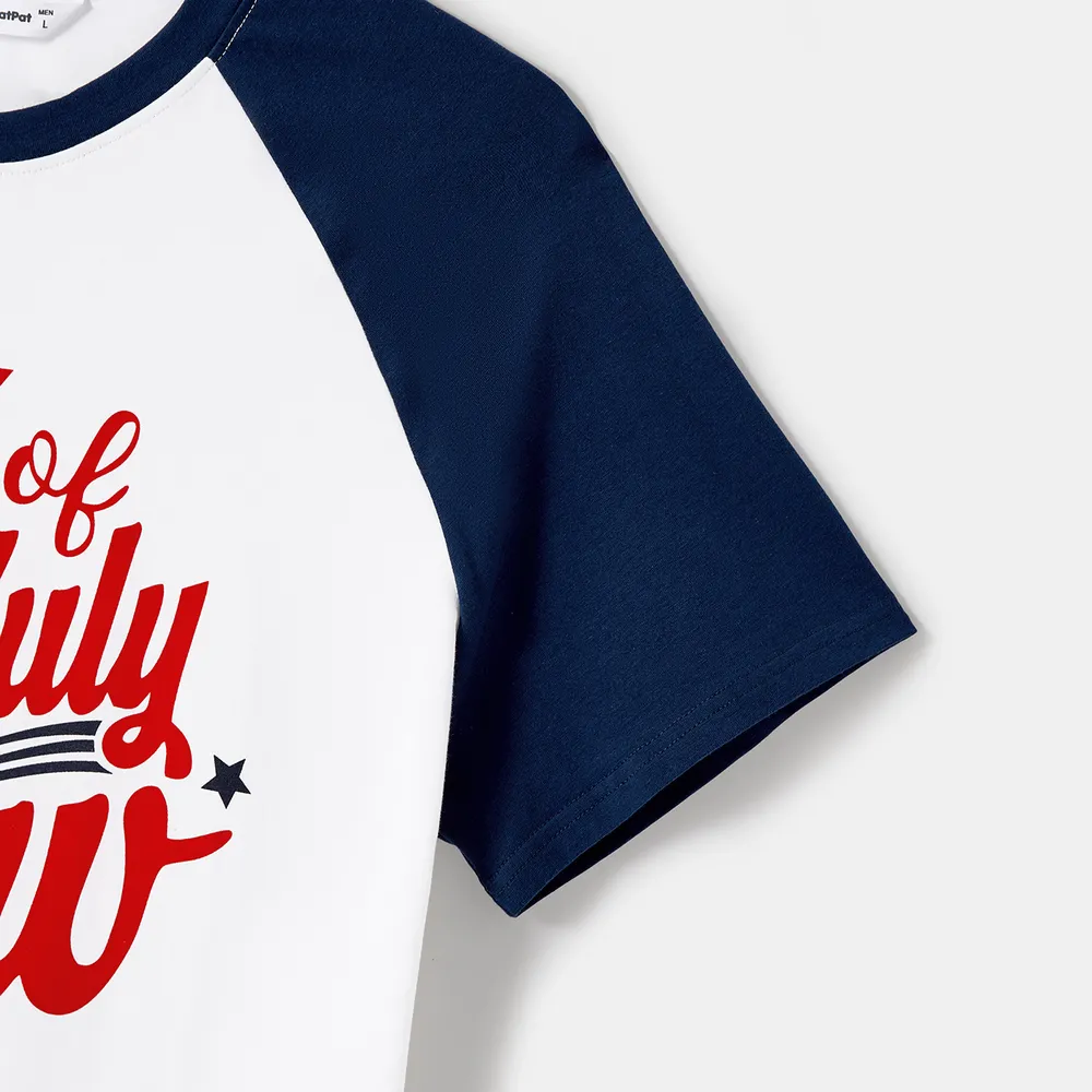 Independence Day Family Matching Print Spliced Dresses and T-shirts Sets big image 19