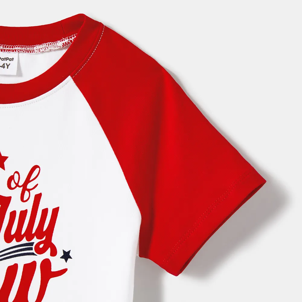 Independence Day Family Matching Print Spliced Dresses and T-shirts Sets big image 6