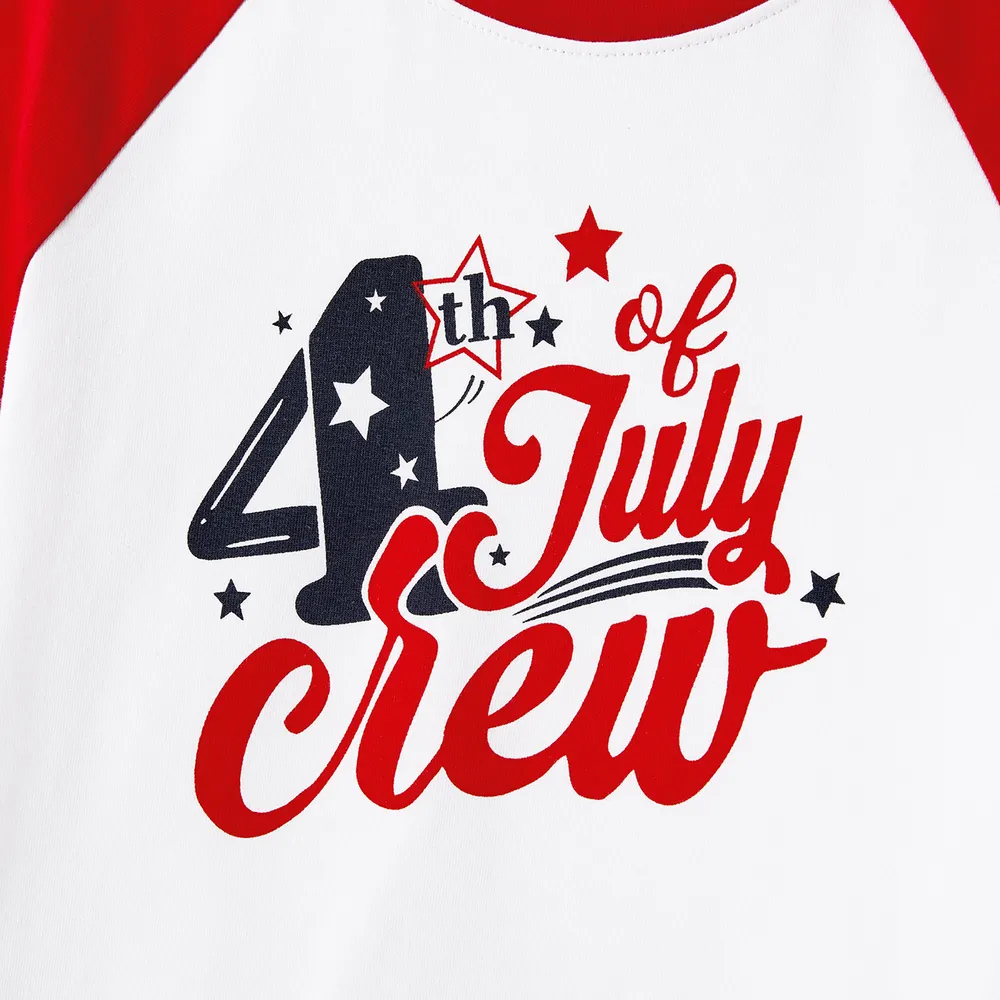 Independence Day Family Matching Print Spliced Dresses and T-shirts Sets big image 8