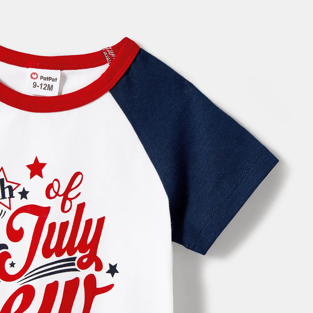 Independence Day Family Matching Print Spliced Dresses and T-shirts Sets big image 2