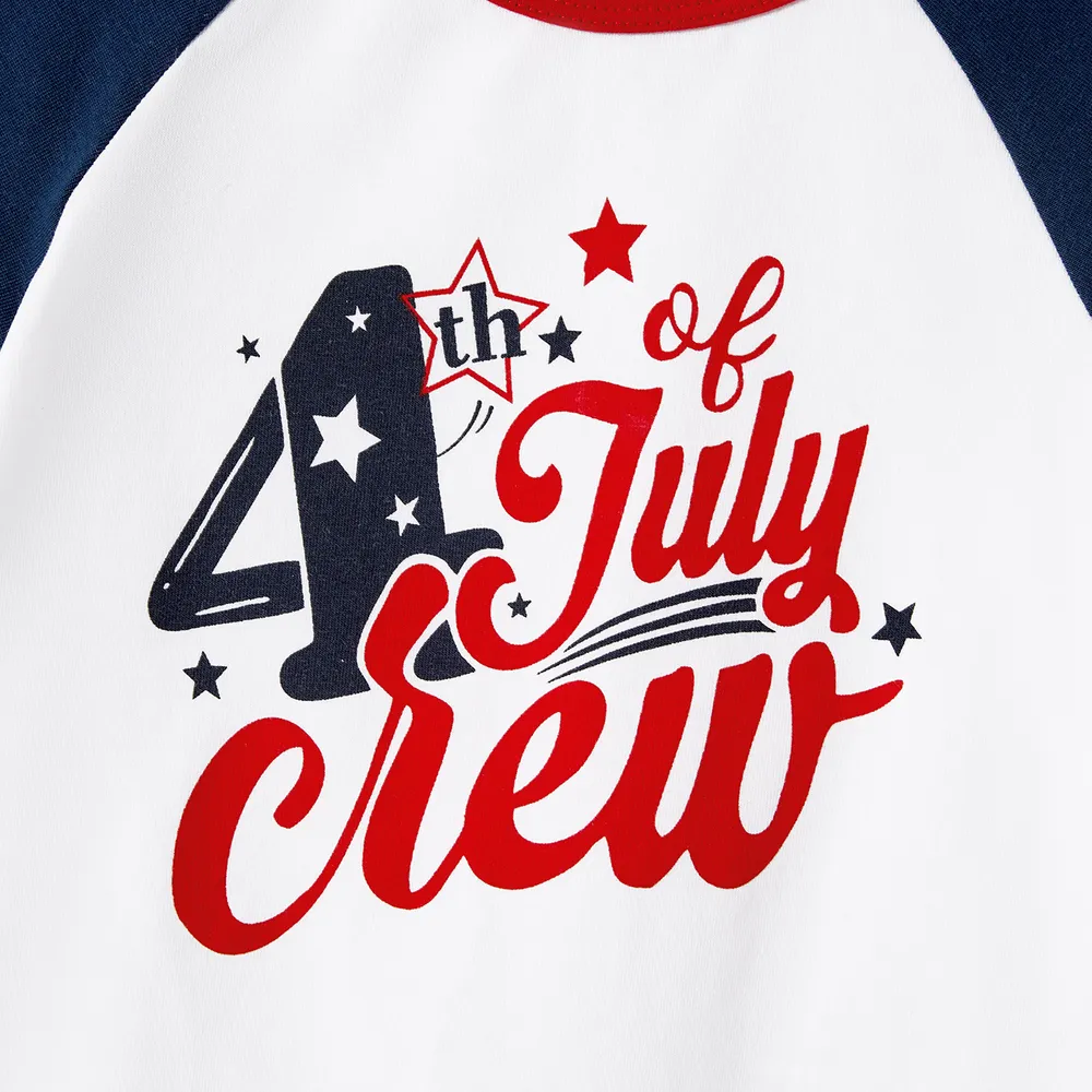 Independence Day Family Matching Print Spliced Dresses and T-shirts Sets big image 4