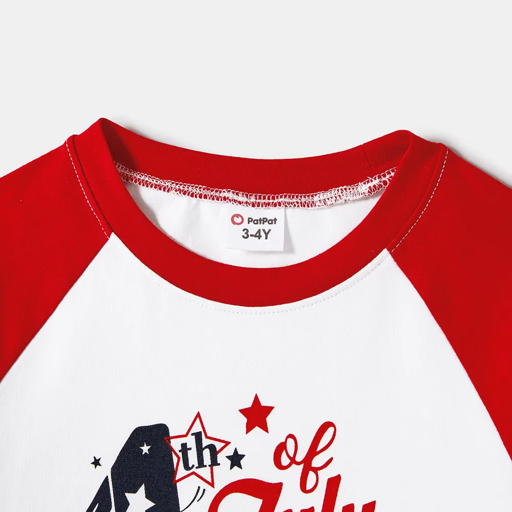 Independence Day Family Matching Print Spliced Dresses and T-shirts Sets big image 7