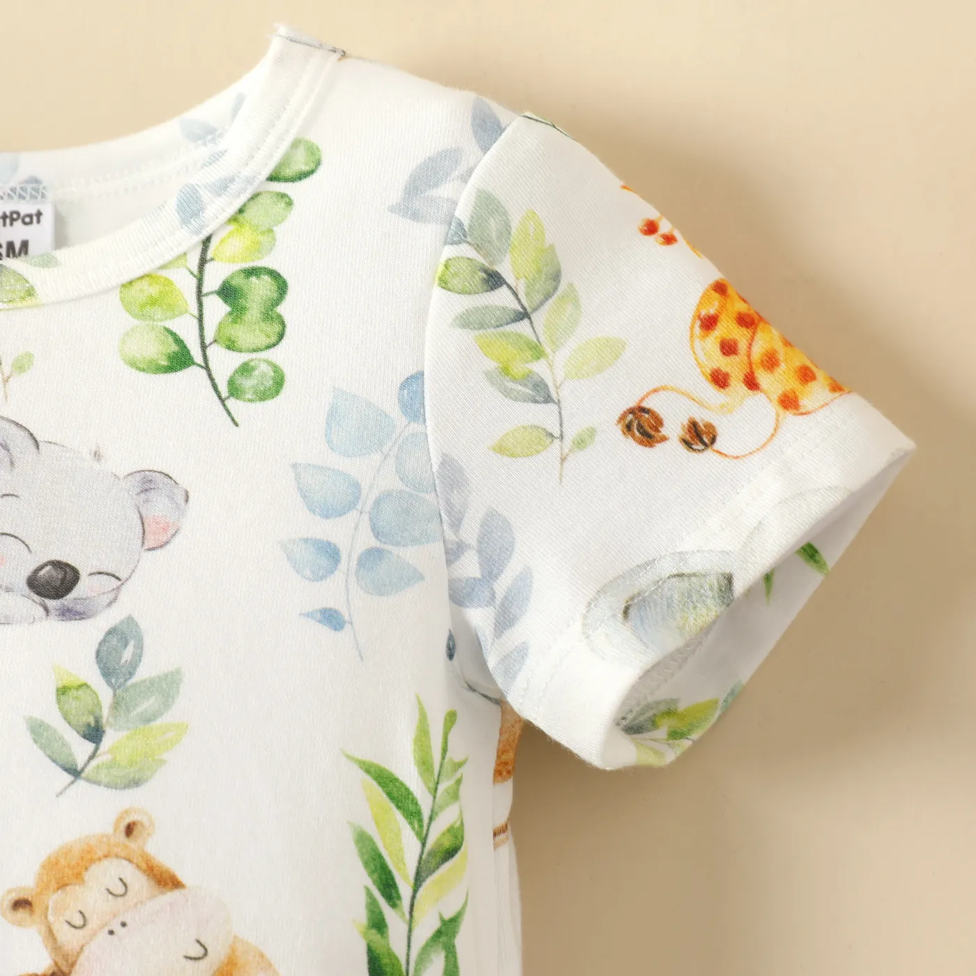 Baby Boy/Girl Cotton Short-sleeve Allover Animal Print Romper  image 4
