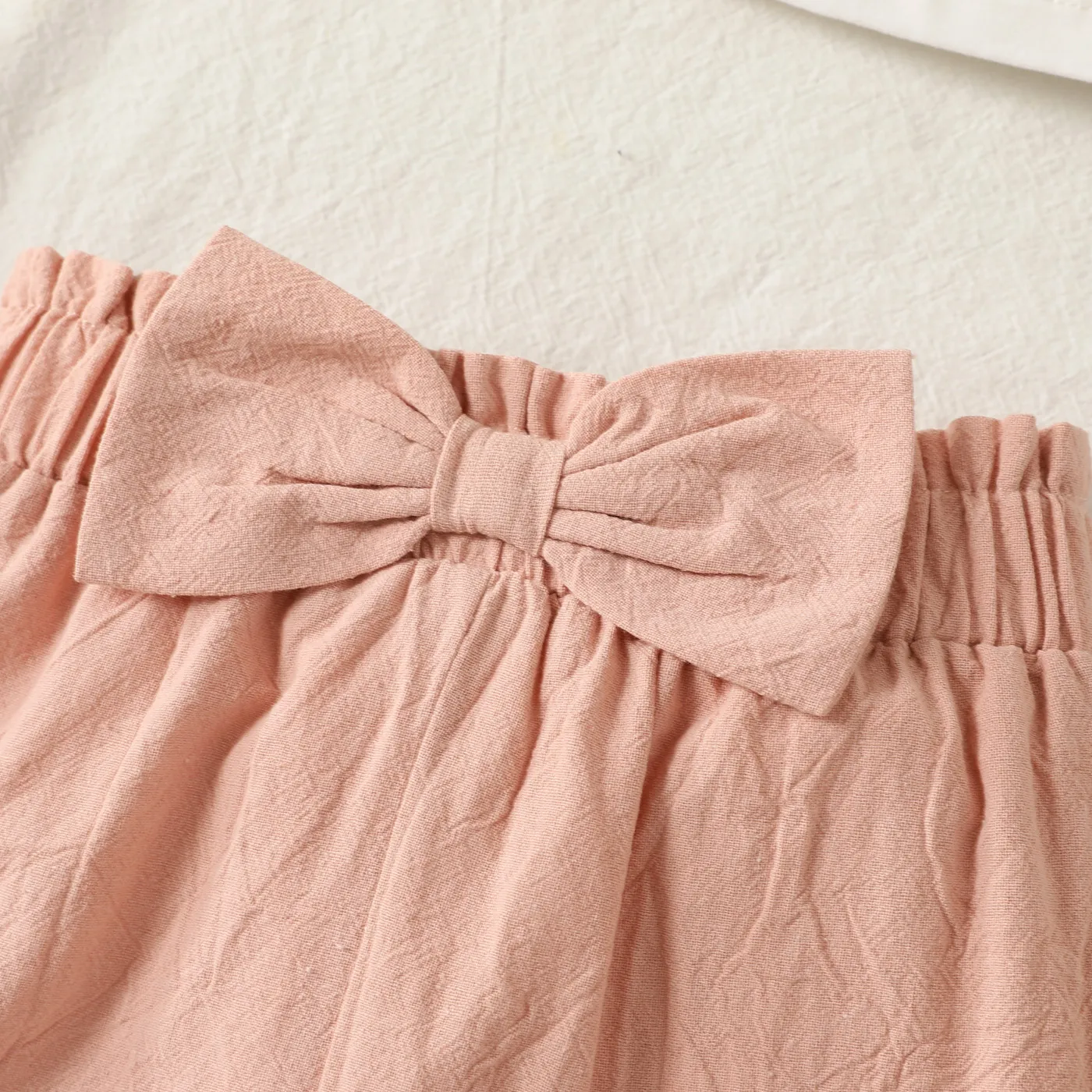 2pcs Baby Girl 100% Cotton Bow Front Shorts and One Shoulder Ruffle Trim Tank Top Set  image 5
