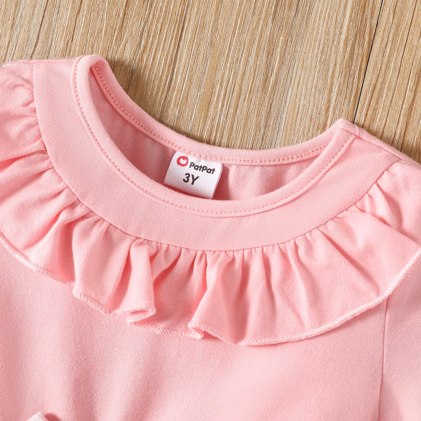 Toddler Girl Ruffle Collar Short-sleeve Belted Overlay Dress Pink image 3