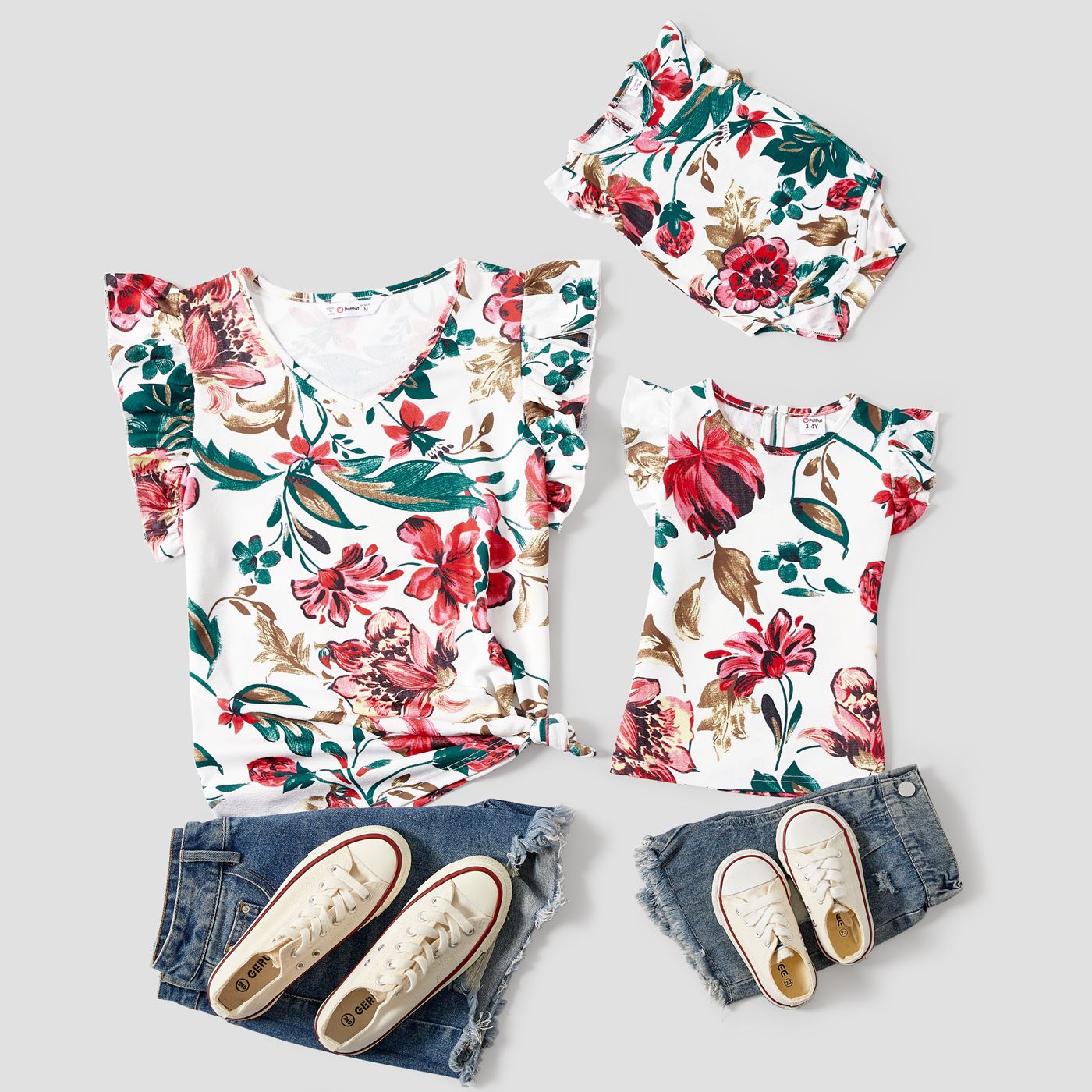 

Mommy and Me Allover Floral Print Flutter-sleeve Tee