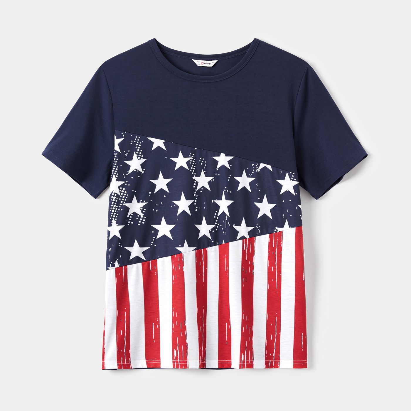 Independence Day Family Matching Stars & Striped Print Spliced Cami Dresses And Short-sleeve T-shirts Sets