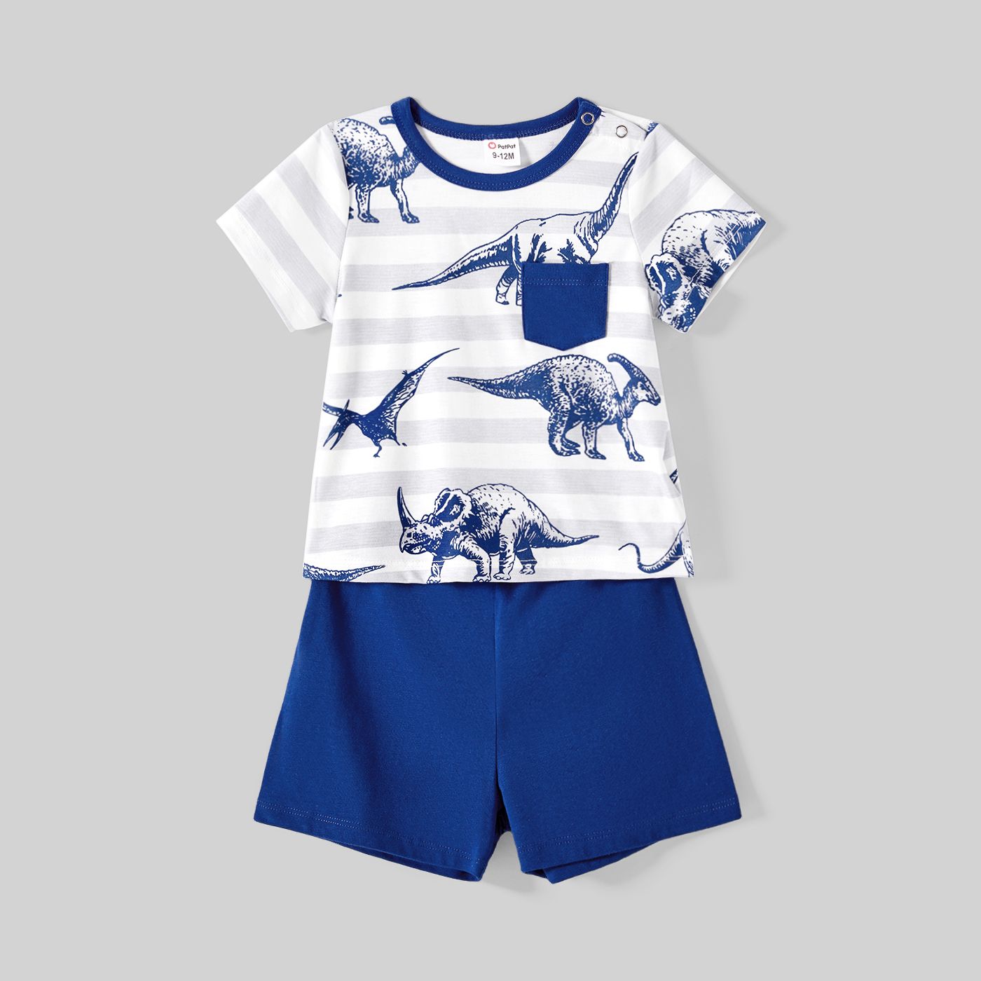 Family Matching Cotton Short-sleeve T-shirts and Allover Dinosaur Print Spliced Naiatm Dresses