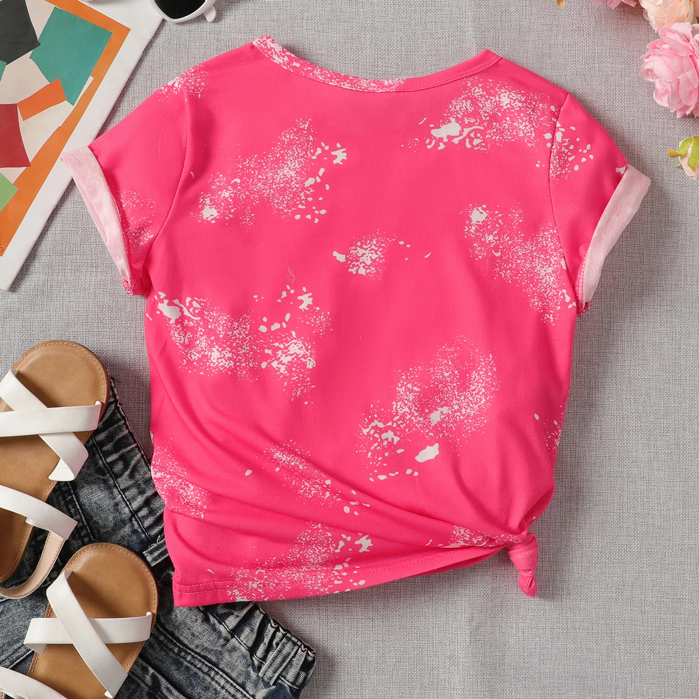 Kid Girl Cat Print Short-sleeve Tee  image 5