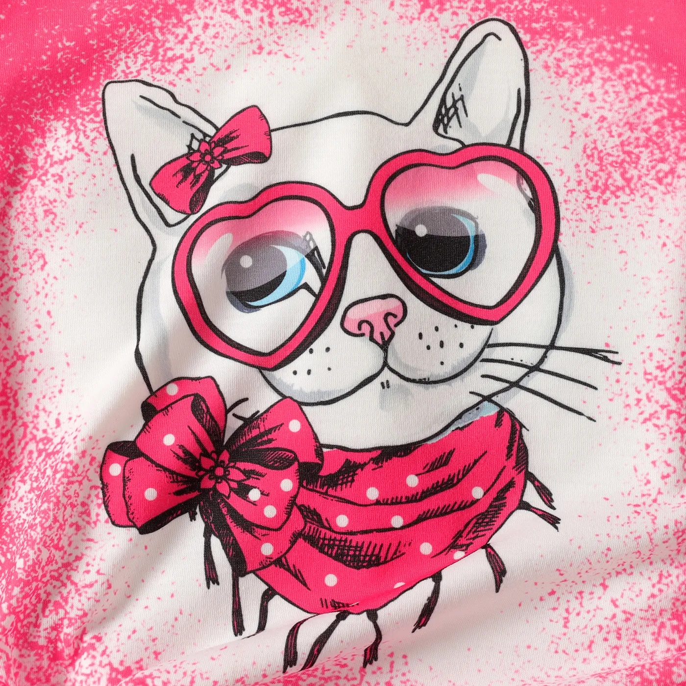 Kid Girl Cat Print Short-sleeve Tee  image 3