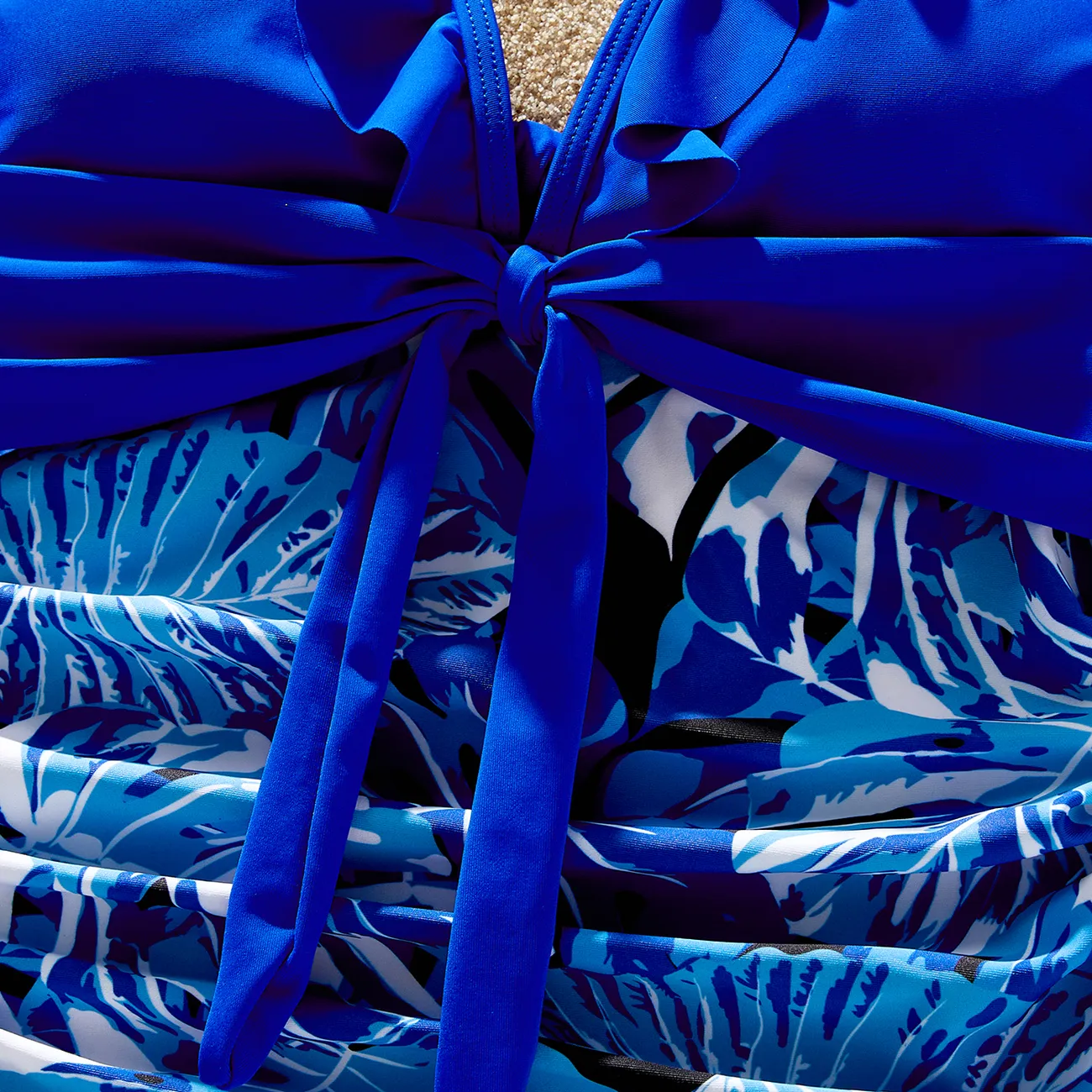 Look de família Folha de palmeira Conjuntos de roupa para a família Fato de banho Azul big image 1