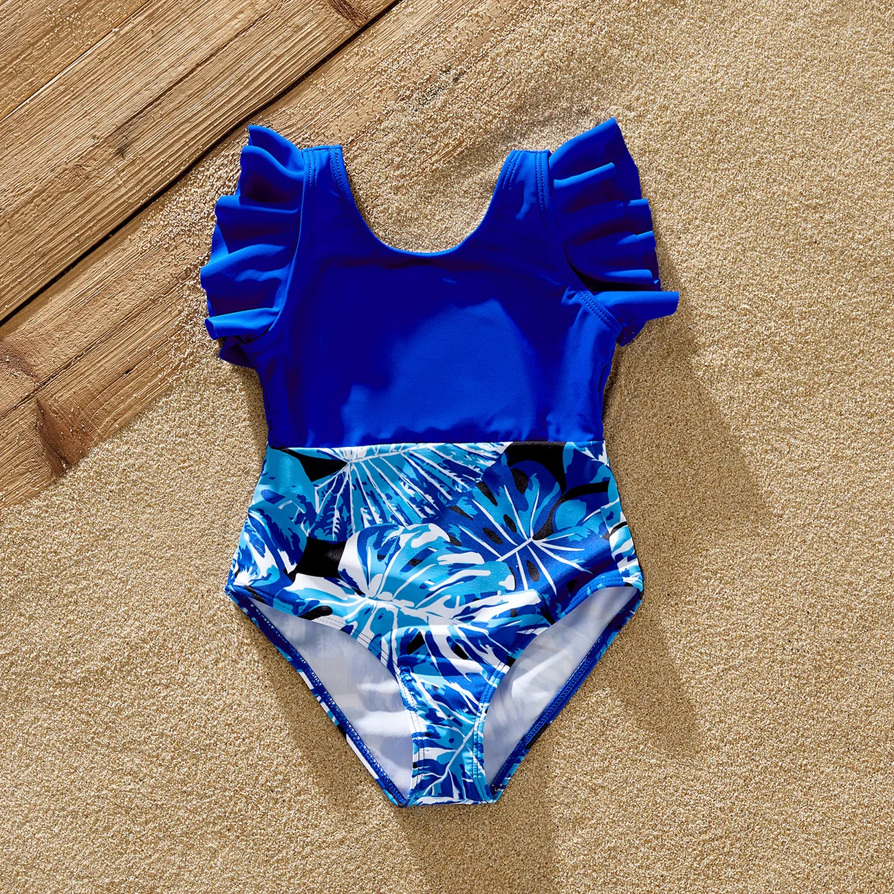 全家裝 棕櫚葉 親子裝 泳衣 藍色 big image 1