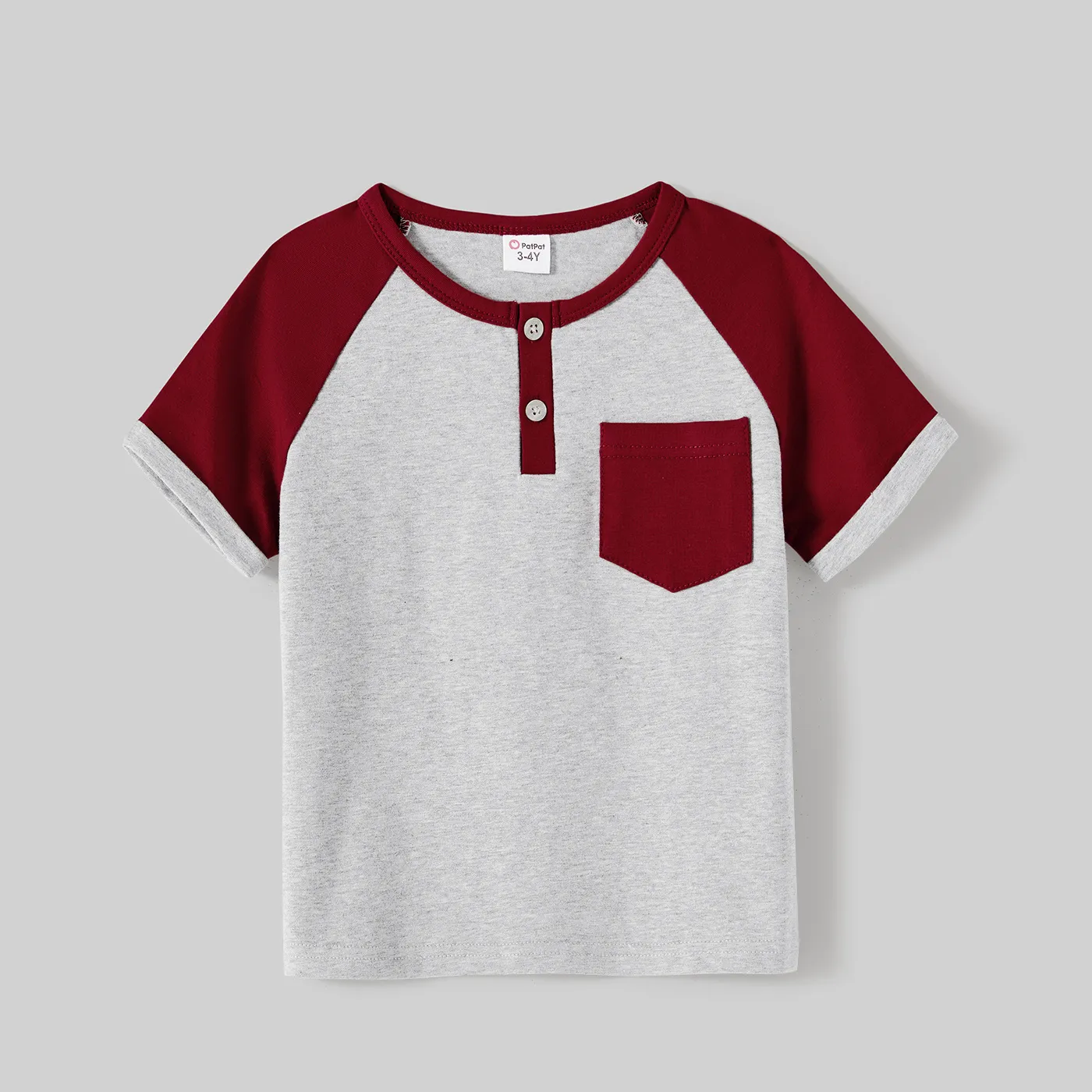 Family Matching Cotton Colorblock Raglan Sleeve T-shirts and Allover Floral Print Drawstring Ruched 