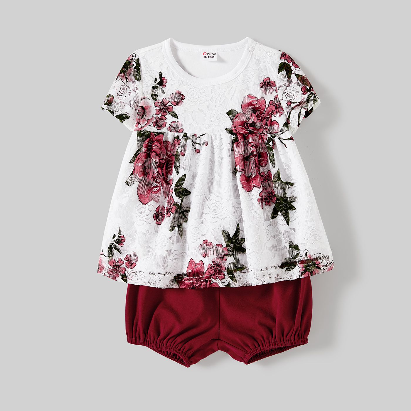 Family Matching Cotton Colorblock Raglan Sleeve T-shirts And Allover Floral Print Drawstring Ruched Bodycon Dresses Sets