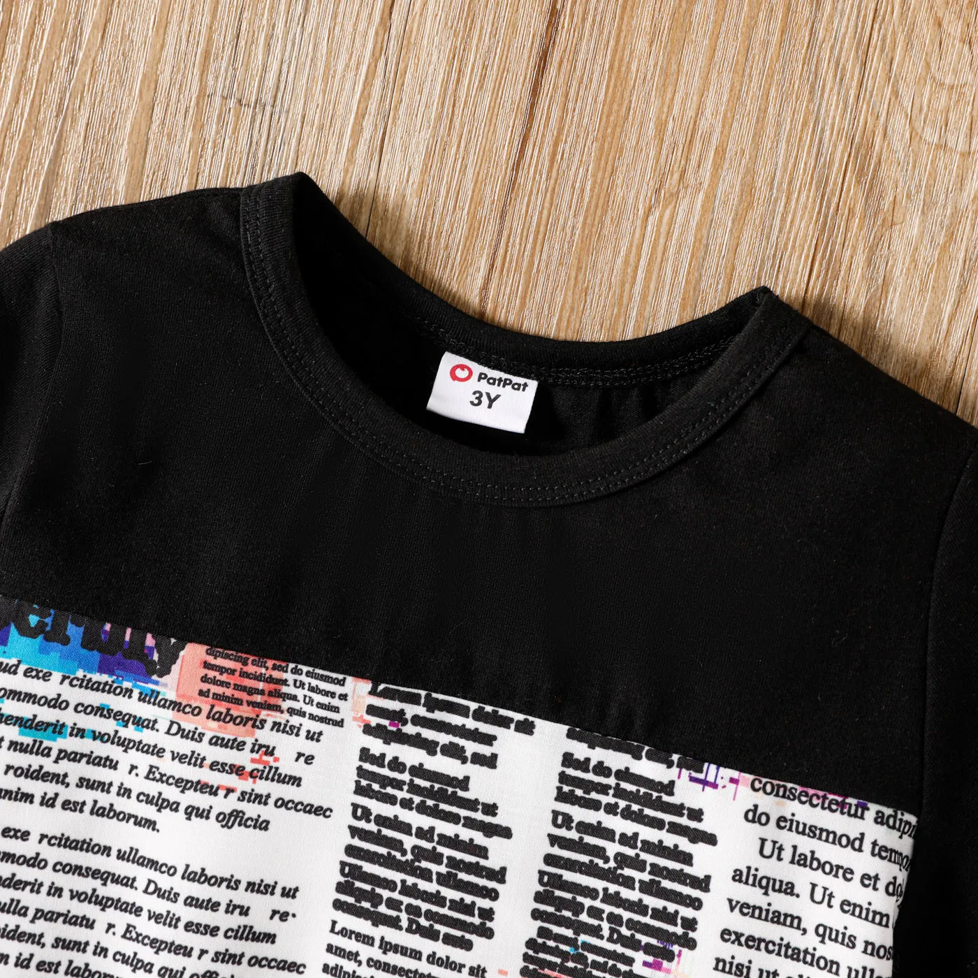 2Pcs Toddler Boy Colorblock Letter Print Cotton Tee & Shorts Set ColorBlock image 3